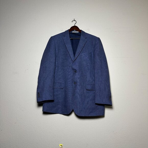 Joseph Abboud Mens Tailored Fit Signature Navy Blue Blazer Jacket Size 44L Linen - Picture 1 of 16